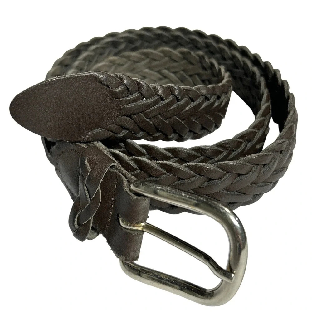 Capezio Argentina‎ Brown Woven Leather Belt Silver Buckle Size M/L (up to 37